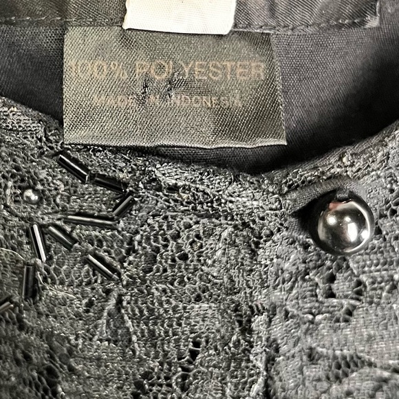 Attitudes by Debra Beaded Lace Bolero Jacket Black Floral Sheer Sleeves Fancy M - Picture 8 of 17